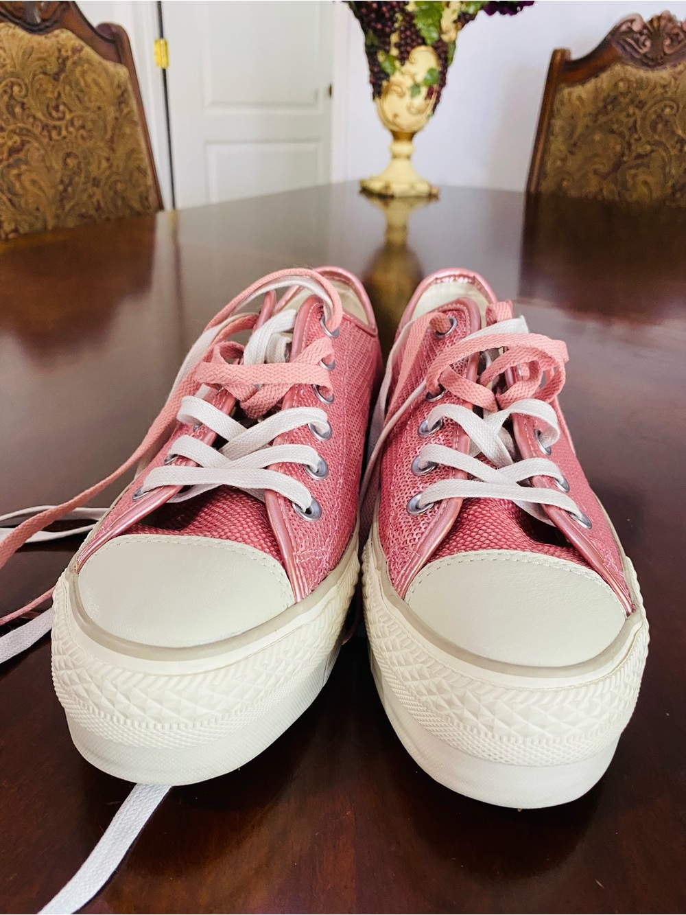 Converse Pink Low-Top Canvas Sneakers with White Soles